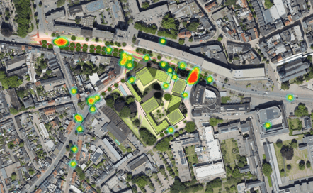 Heatmap van de omgeving met resultaten van respondenten