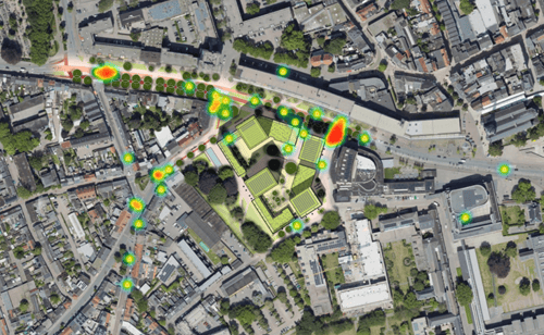 Heatmap van de omgeving met resultaten van respondenten